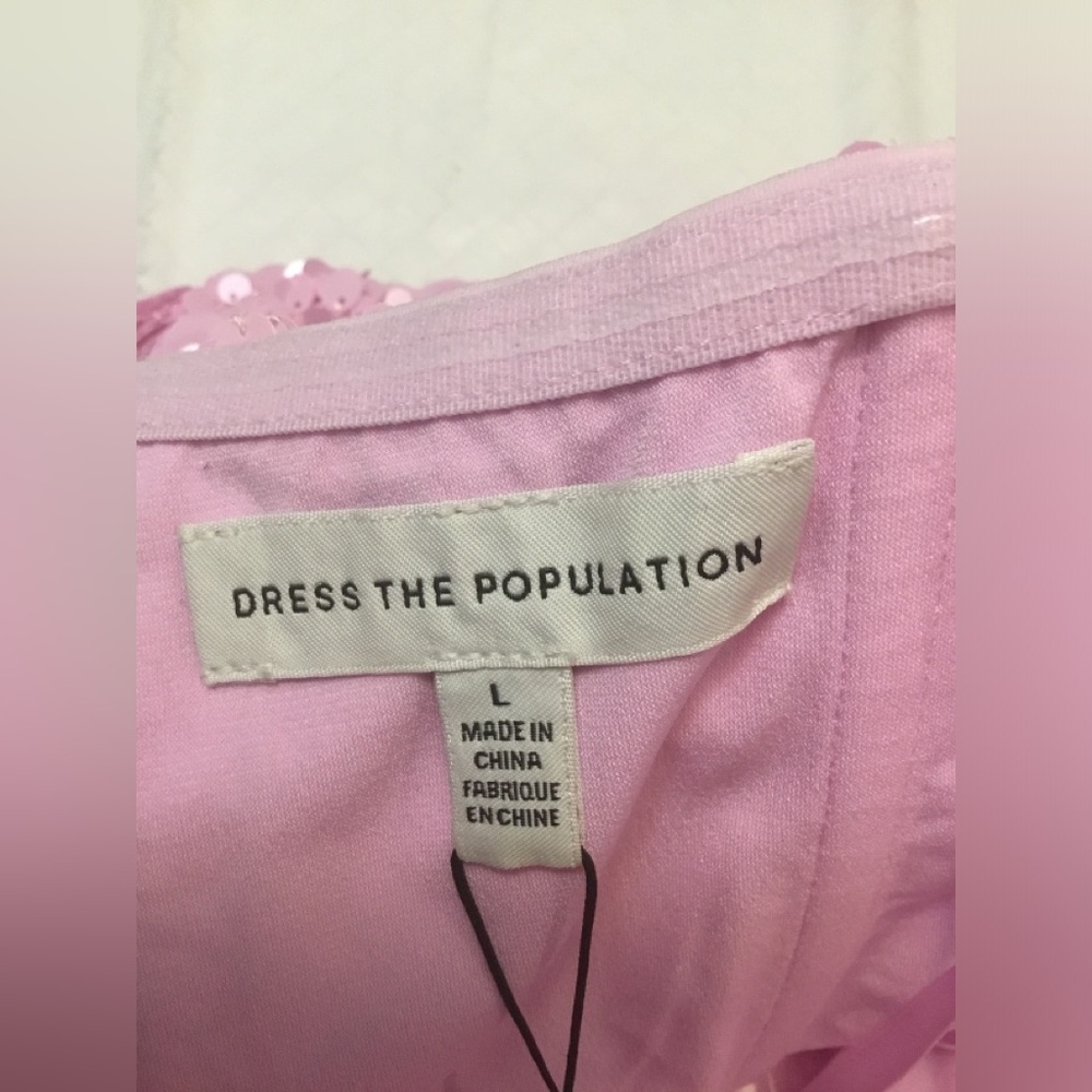 Dress the Population Pink Sequin Top with Label Detail - Picture 6 of 16